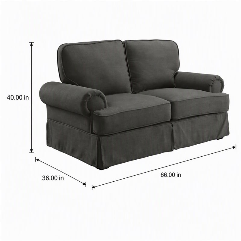 Bowery Hill Transitional Fabric Upholstered Loveseat in Gray