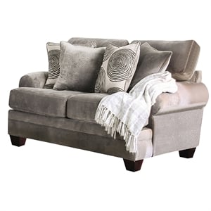 Bowery Hill Transitional Microfiber Loveseat in Gray