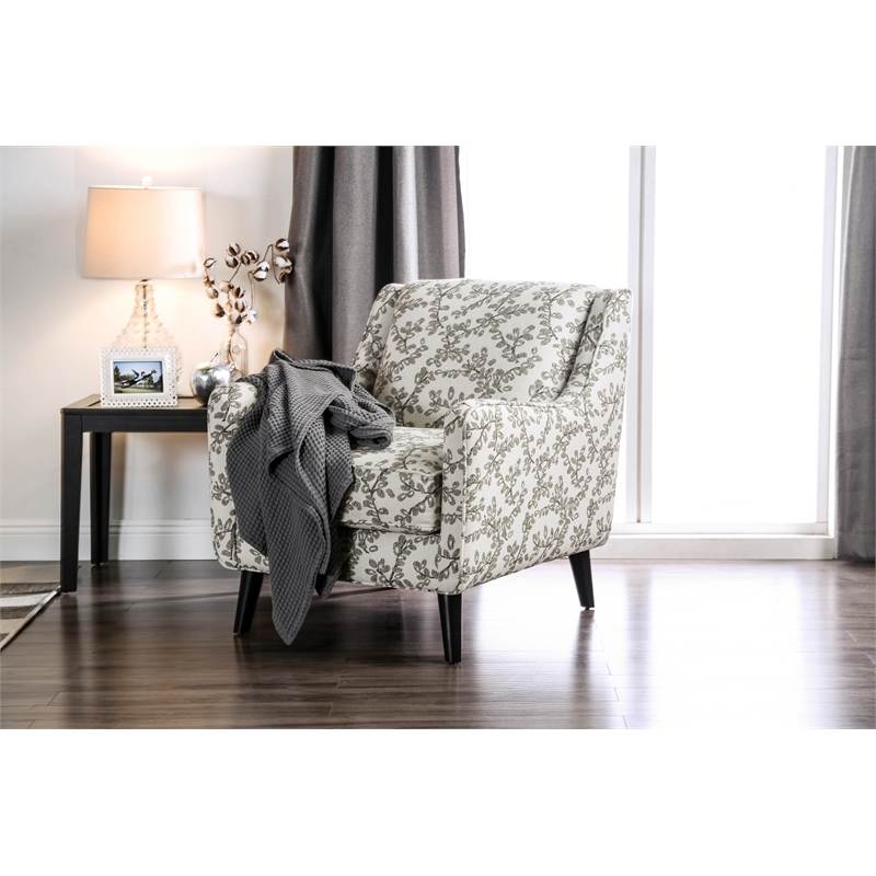Bowery Hill Contemporary Fabric Accent Chair in Floral Beige