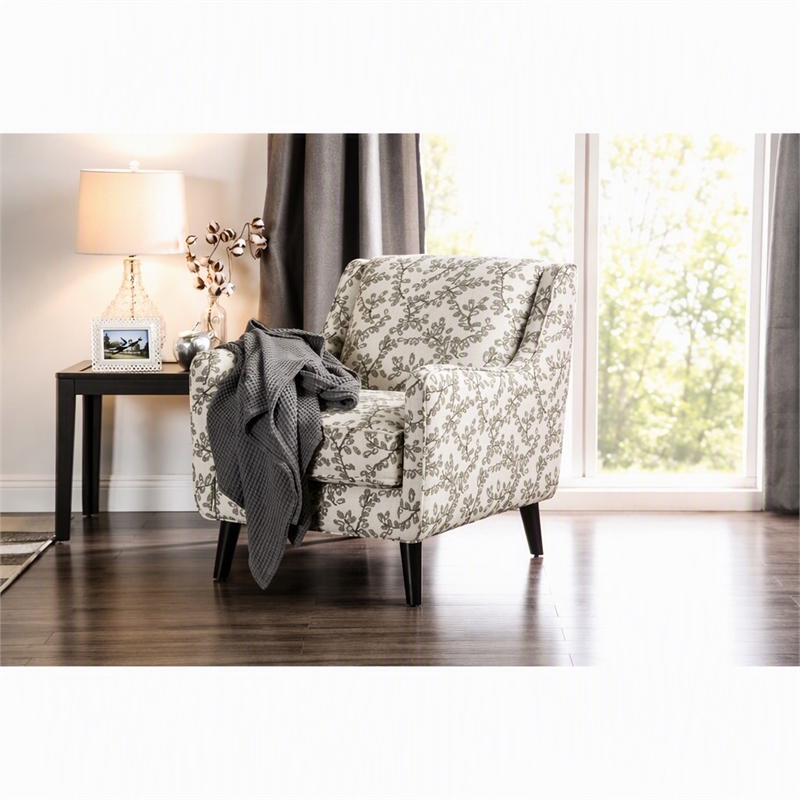 Bowery Hill Contemporary Fabric Accent Chair in Floral Beige