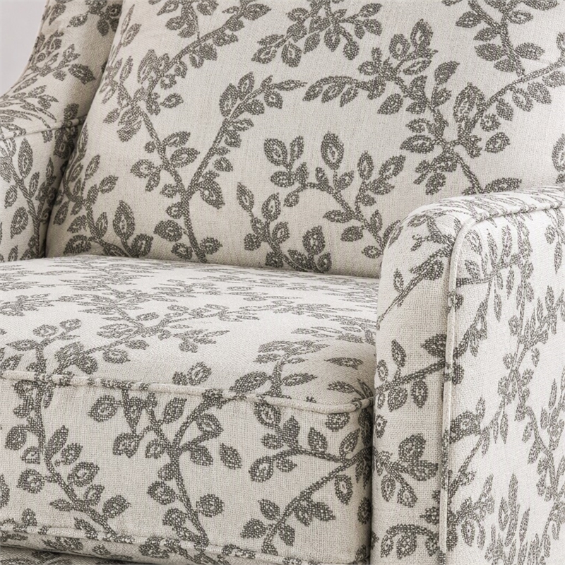 Bowery Hill Contemporary Fabric Accent Chair in Floral Beige