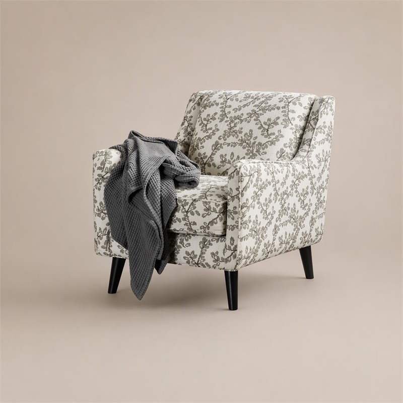 Bowery Hill Contemporary Fabric Accent Chair in Floral Beige