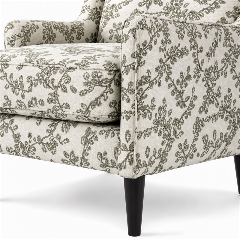 Bowery Hill Contemporary Fabric Accent Chair in Floral Beige