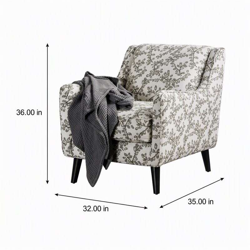 Bowery Hill Contemporary Fabric Accent Chair in Floral Beige