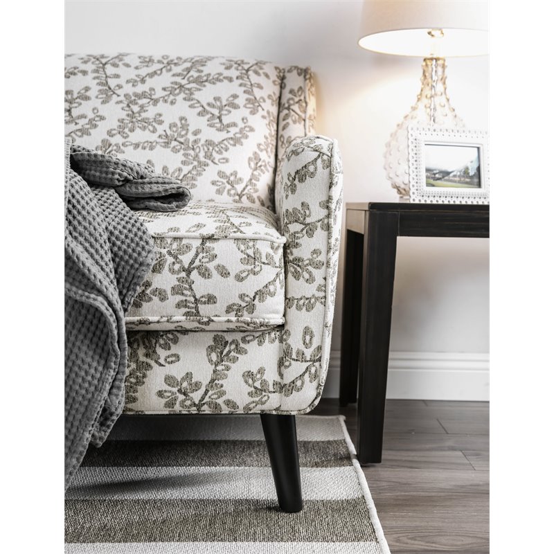 Bowery Hill Contemporary Fabric Accent Chair in Floral Beige