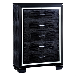 Bowery Hill 5-Drawer Solid Wood Chest in Black Finish