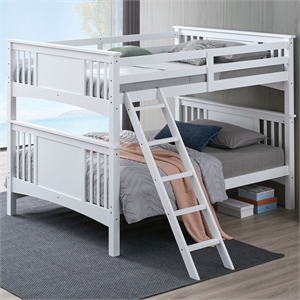 Bowery Hill Full Over Full Solid Wood Bunk Bed in White Finish