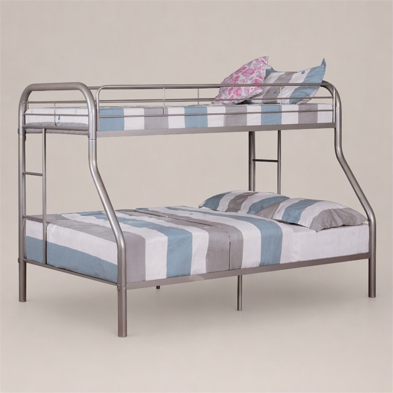Bowery Hill Modern Metal Twin Over Full Bunk Bed in Silver