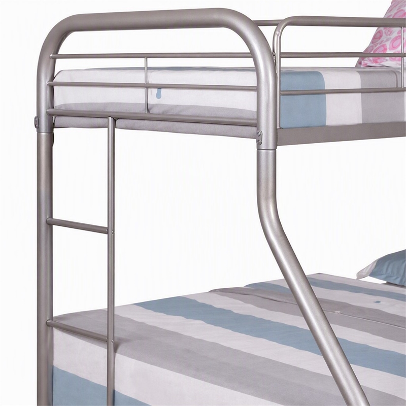Bowery Hill Modern Metal Twin Over Full Bunk Bed in Silver