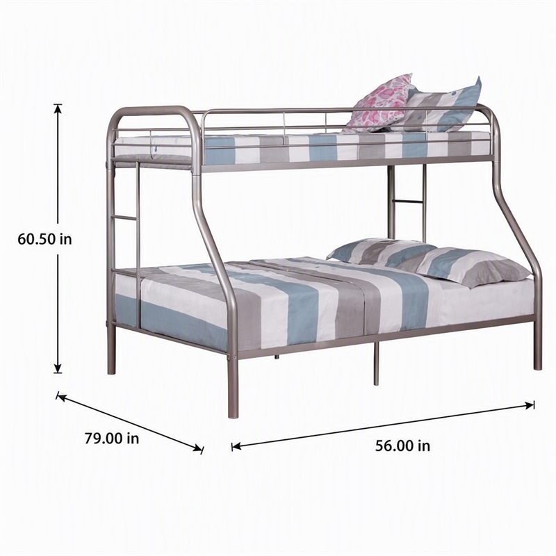 Bowery Hill Modern Metal Twin Over Full Bunk Bed in Silver