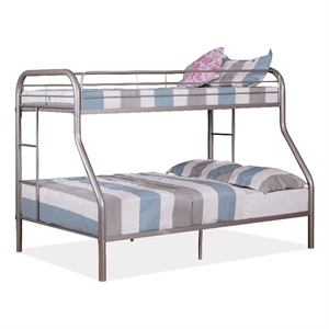Bowery Hill Modern Metal Twin Over Full Bunk Bed in Silver