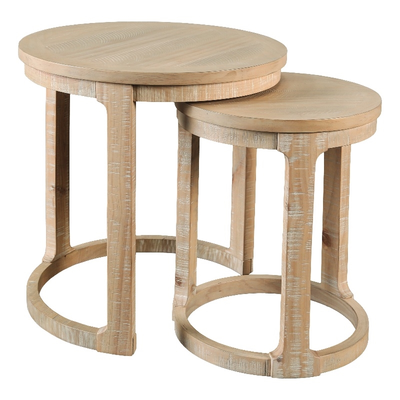 Bowery Hill Solid Wood Nesting End Tables in Natural