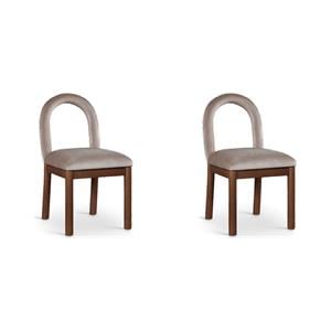 Bowery Hill Set of 2 Luxurious Upholstery Taupe Velvet Dining Chairs