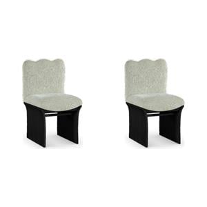 Bowery Hill Set of 2 Mint Chenille Fabric Upholstered Dining Chairs in Black Oak Base