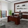 Pemberley Row Manufactured Wood Harvest Cherry Executive Office Desk L-Shape Double Pedestal 66