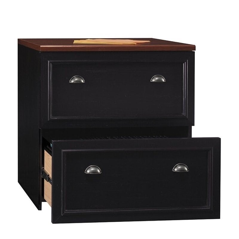 Pemberley Row Laminated Black and Cherry File Cabinet Rectangular 30.7