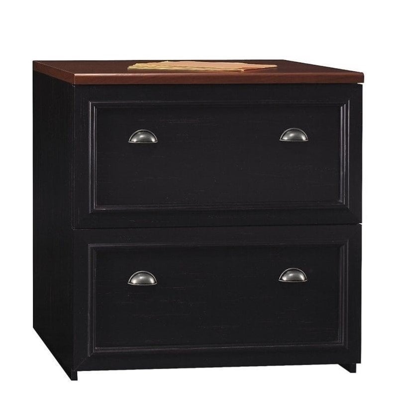 Pemberley Row Laminated Black and Cherry File Cabinet Rectangular 30.7