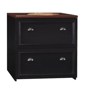 Pemberley Row Laminated Black and Cherry File Cabinet Rectangular 30.7&quot
