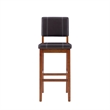 Pemberley Row Faux Leather Deep Brown Bar Stool Rectangular Padded Seat 30.5