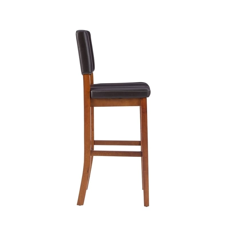 Pemberley Row Faux Leather Deep Brown Bar Stool Rectangular Padded Seat 30.5