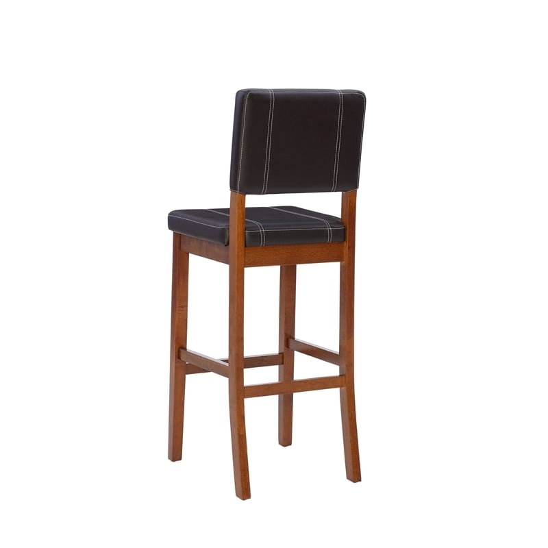 Pemberley Row Faux Leather Deep Brown Bar Stool Rectangular Padded Seat 30.5