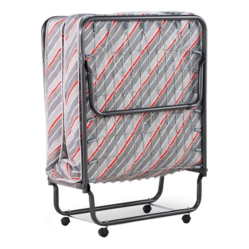 Pemberly Row Contemporary Metal Folding Bed with Memory Foam Mattress in Gray
