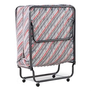 Pemberly Row Contemporary Metal Folding Bed with Memory Foam Mattress in Gray