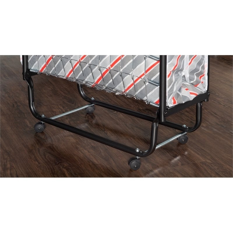 Pemberly Row Contemporary Metal Folding Bed with Memory Foam Mattress in Gray