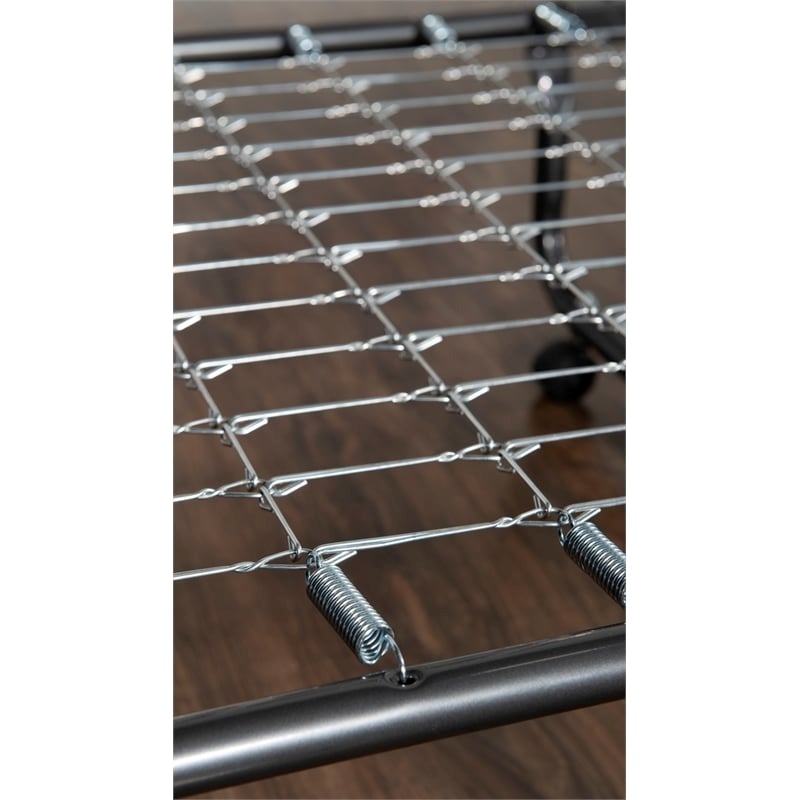 Pemberly Row Contemporary Metal Folding Bed with Memory Foam Mattress in Gray