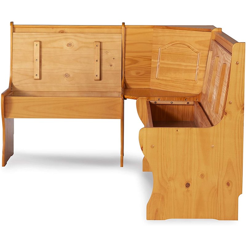 Pemberly Row Kitchen Dining Nook Corner Bench in Natural