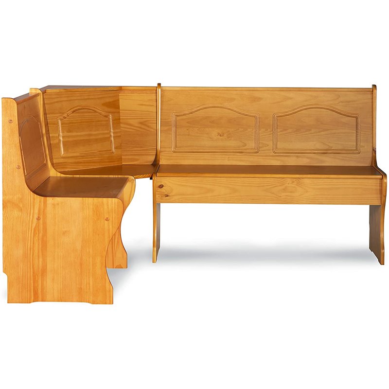 Pemberly Row Kitchen Dining Nook Corner Bench in Natural