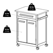 Pemberley Row Solid Wood Natural Kitchen Cart Rectangular Mobile 34.3
