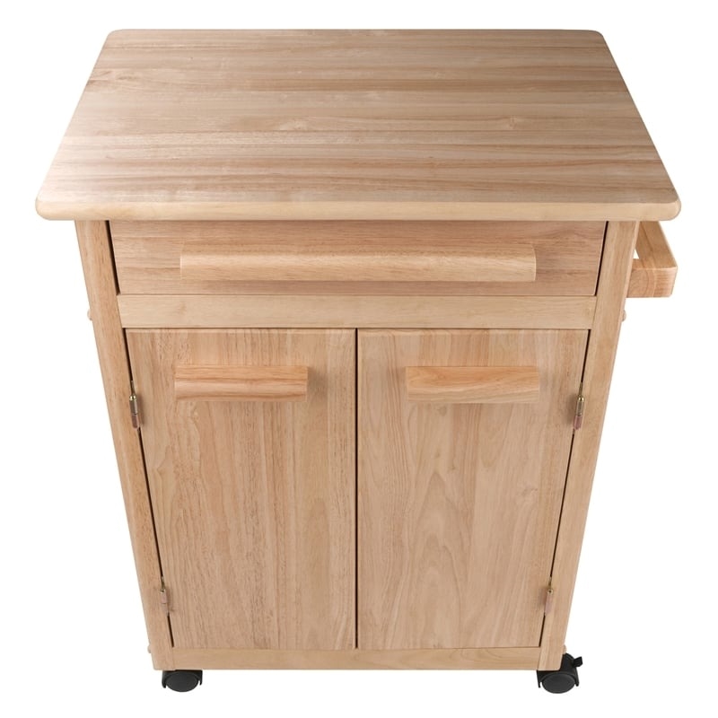 Pemberley Row Solid Wood Natural Kitchen Cart Rectangular Mobile 34.3