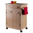 Pemberley Row Solid Wood Natural Kitchen Cart Rectangular Mobile 34.3
