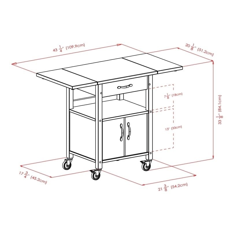 Pemberly Row Solid Wood Butcher Block Kitchen Cart with Drop Leaf in Natural