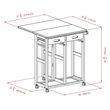Pemberly Row 3-Piece Drop Leaf Solid Wood Kitchen Cart with 2 Stools in Natural