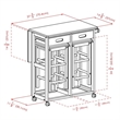Pemberly Row 3-Piece Drop Leaf Solid Wood Kitchen Cart with 2 Stools in Natural