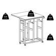 Pemberly Row 3-Piece Drop Leaf Solid Wood Kitchen Cart with 2 Stools in Natural