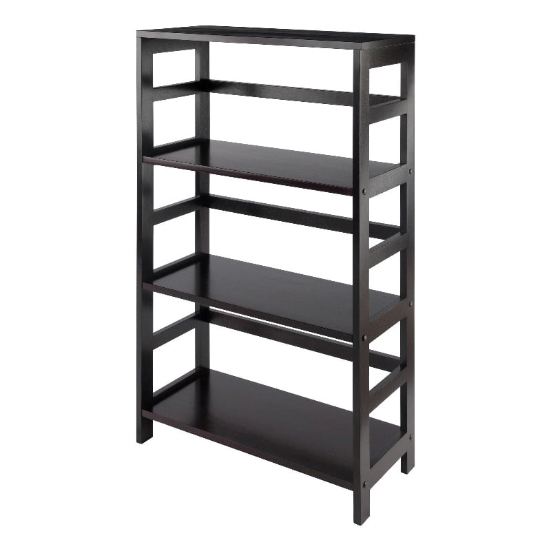 Pemberly Row 3-Section Wide Solid Wood Storage Book Shelf in Espresso