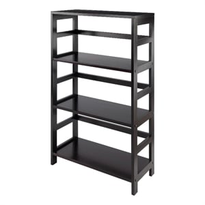 Pemberly Row 3-Section Wide Solid Wood Storage Book Shelf in Espresso