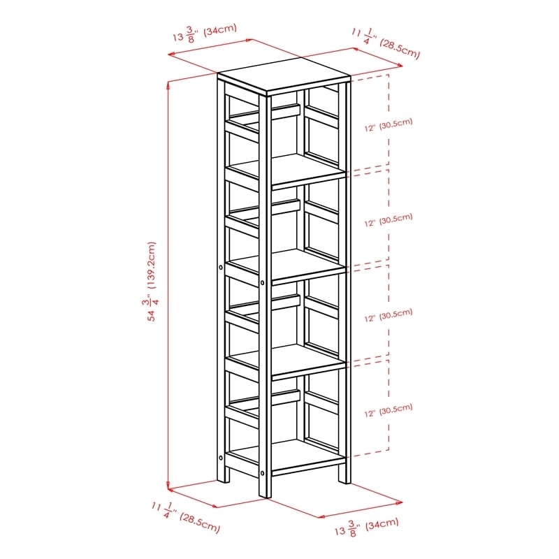 Pemberly Row 4-Section Tall Solid Wood Storage Book Shelf in Espresso