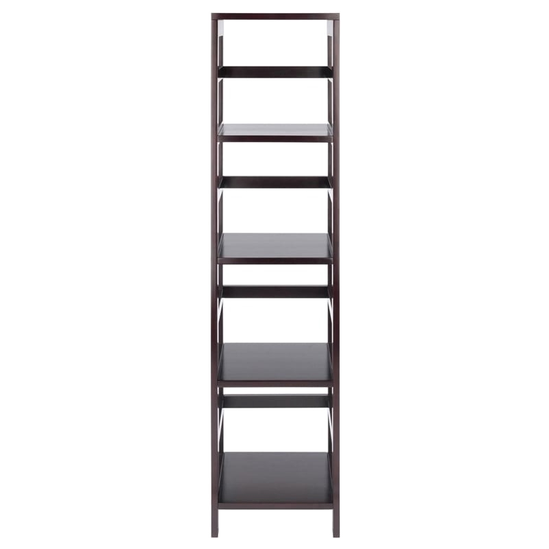 Pemberly Row 4-Section Tall Solid Wood Storage Book Shelf in Espresso