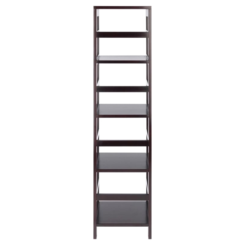 Pemberly Row 4-Section Tall Solid Wood Storage Book Shelf in Espresso
