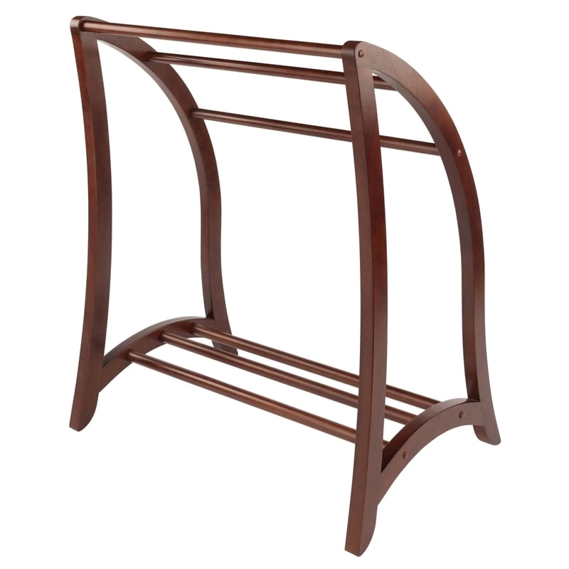Pemberly Row Solid Wood Blanket Rack Closet Organizer in Antique Walnut
