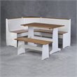 Pemberley Row Pine White Breakfast Corner Nook Table Set Rectangular Hidden Storage 64