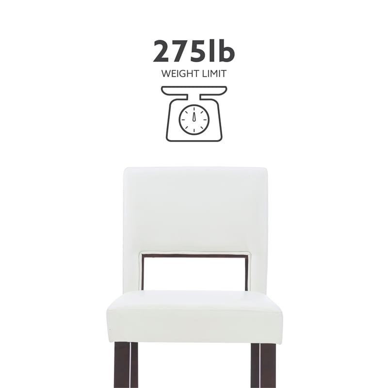 Pemberley Row Faux Leather White Bar Stool Rectangular Padded 30