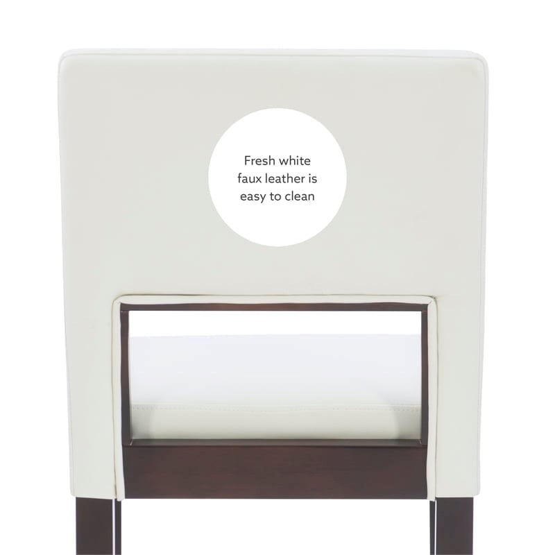 Pemberley Row Faux Leather White Bar Stool Rectangular Padded 30
