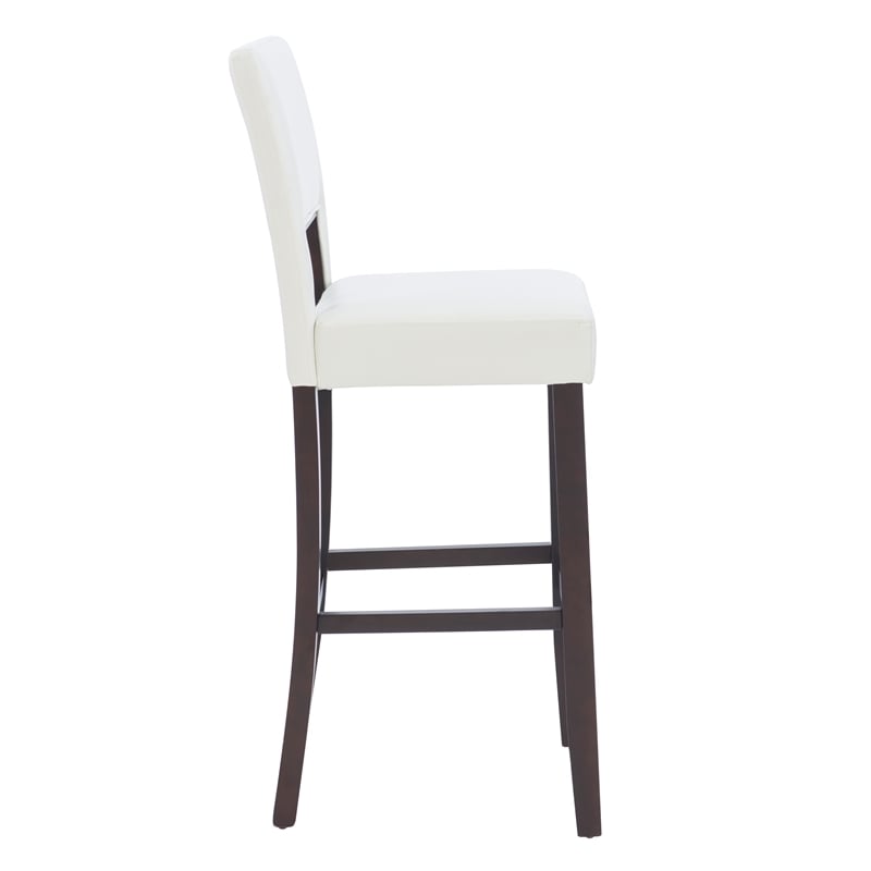 Pemberley Row Faux Leather White Bar Stool Rectangular Padded 30