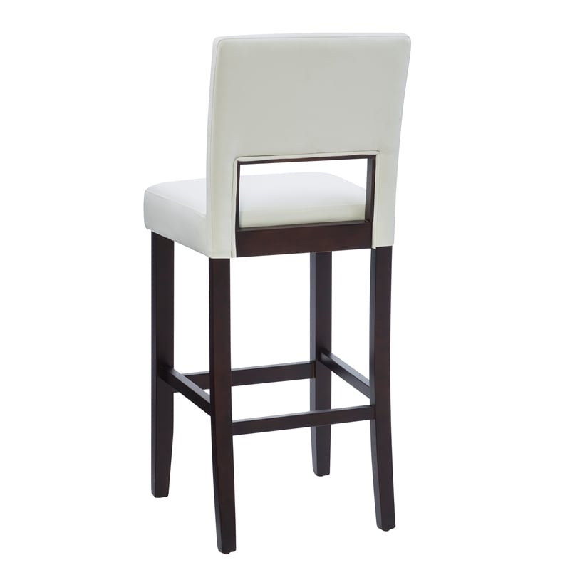 Pemberley Row Faux Leather White Bar Stool Rectangular Padded 30