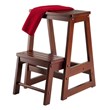 Pemberly Row Transitional Solid Wood Double Step Stool in Antique Walnut